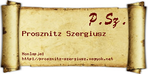 Prosznitz Szergiusz névjegykártya